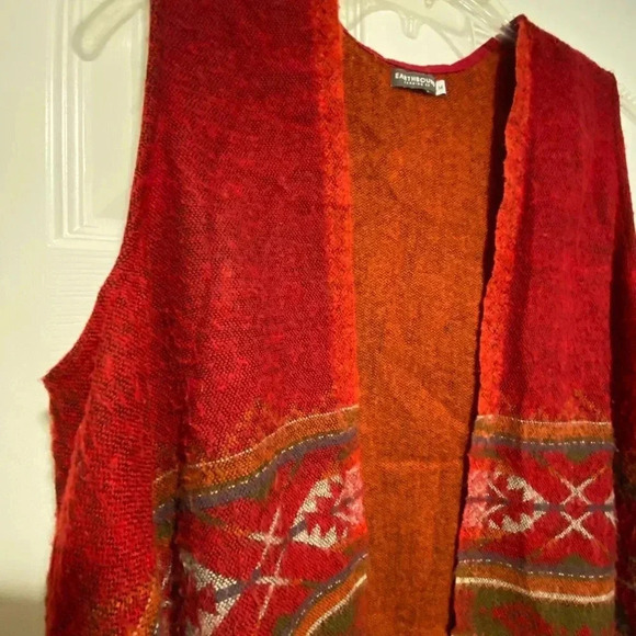 Earthbound Womens Boho Sweater Poncho Vest Wrap Cape High Low Aztec Fringe acryl - Picture 2 of 14